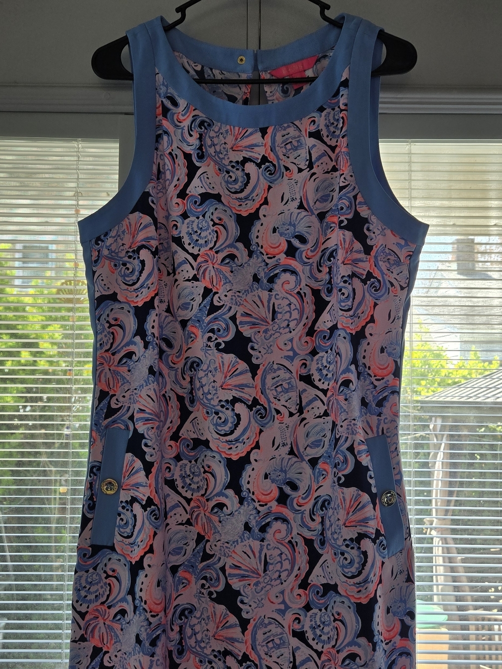 Lilly Pulitzer Navy Tank Top with Pink and Light Blue Paisley Print